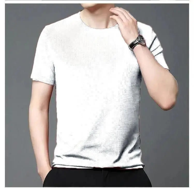 Polyester Stretchable Solid Half Sleeves Mens Round Neck T-Shirt Pack Of 4 Trandingstor.shop