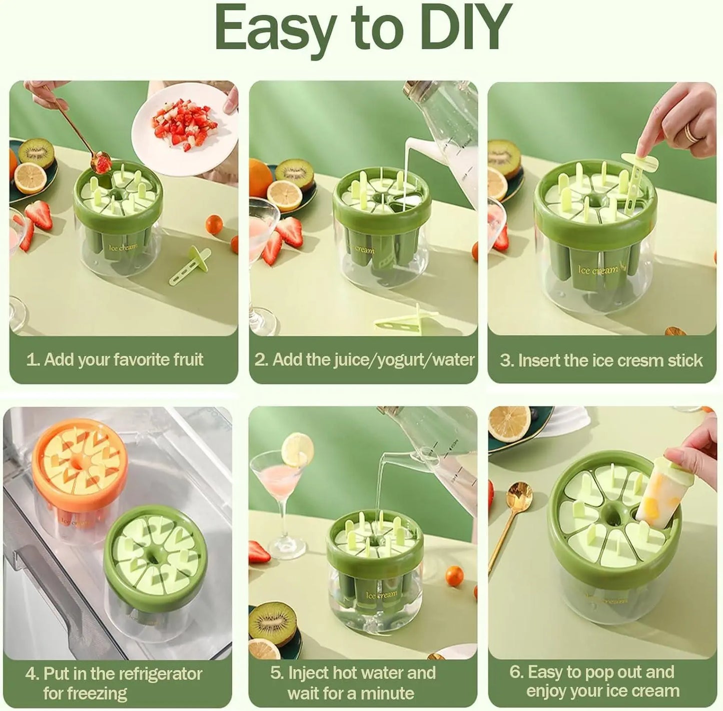 Reusable DIY 8 Pieces Ice Pop Mould - Trandingstor.shop