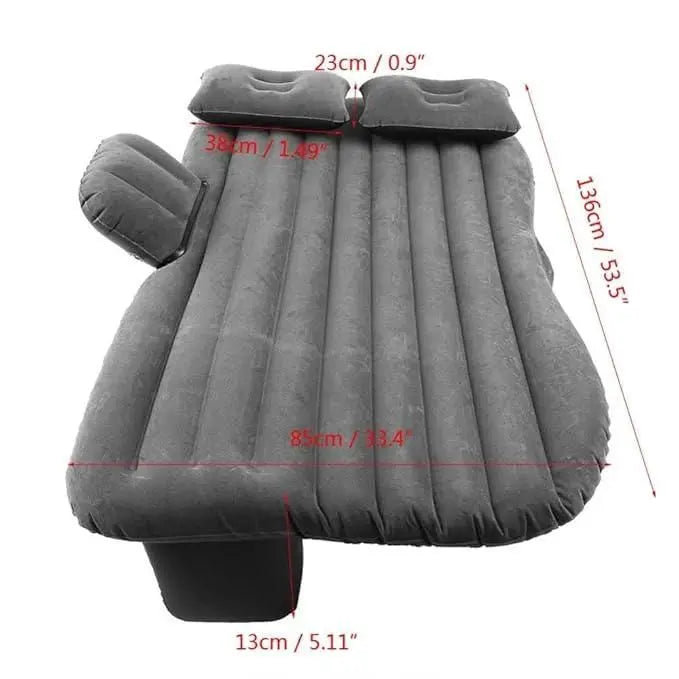 Spacious portable car air mattress with built-in pillows for comfortable travel and camping