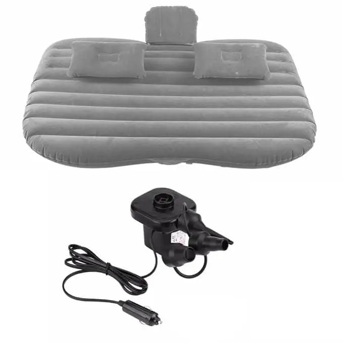 Portable car air mattress with two pillows and electric pump for comfortable road trips