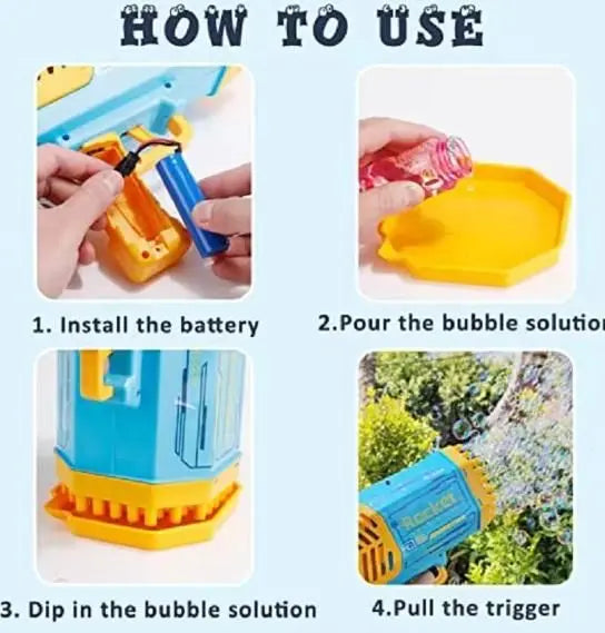 Bubble Gun Machine Kids Automatic Soap Based Bubble Blower Trandingstor.shop