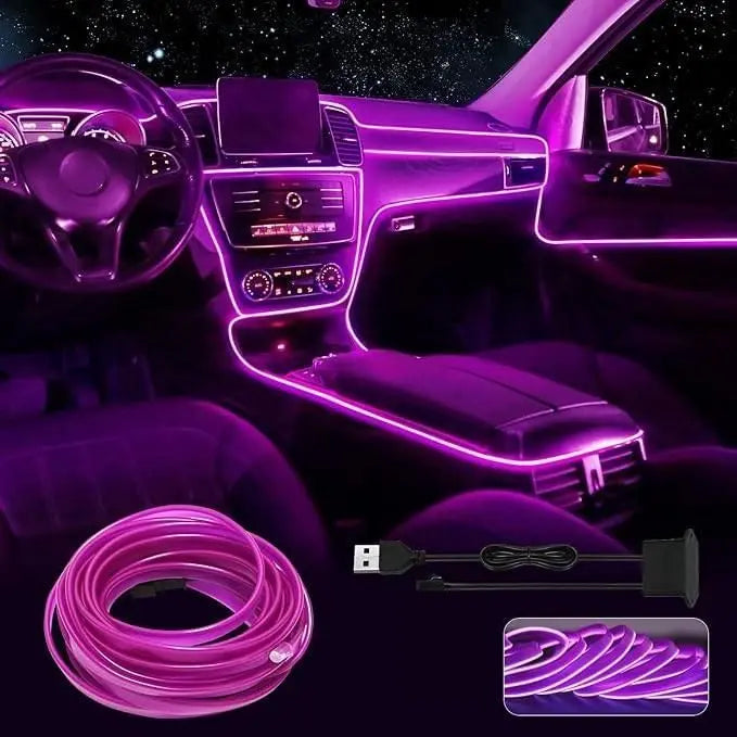 El Wire, 5M Neon Lights 5V with Fuse Protection for Car Interior Decoration - Trandingstor.shop