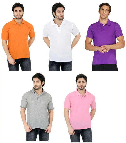 Men's Pack Of 5 Half Sleeves Polo Neck T-shirt Trandingstor.shop