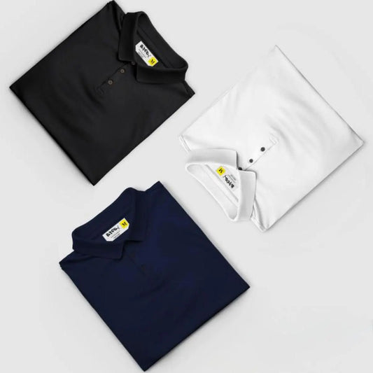 Poly Cotton Solid Half Sleeves Mens Polo T-shirt (Pack of 3) Trandingstor.shop