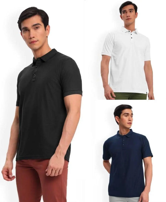Poly Cotton Solid Half Sleeves Mens Polo T-shirt (Pack of 3) Trandingstor.shop