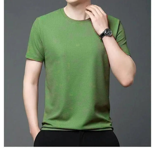 Polyester Stretchable Solid Half Sleeves Mens Round Neck T-Shirt Pack Of 4 Trandingstor.shop