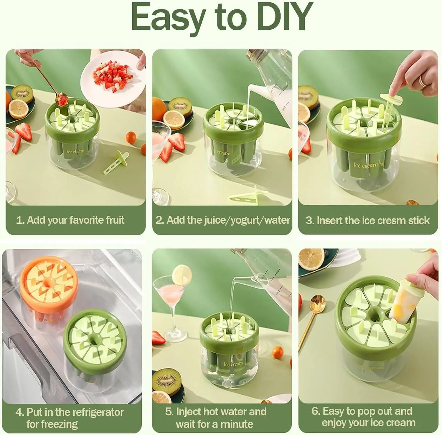 Reusable DIY 8 Pieces Ice Pop Mould - Trandingstor.shop