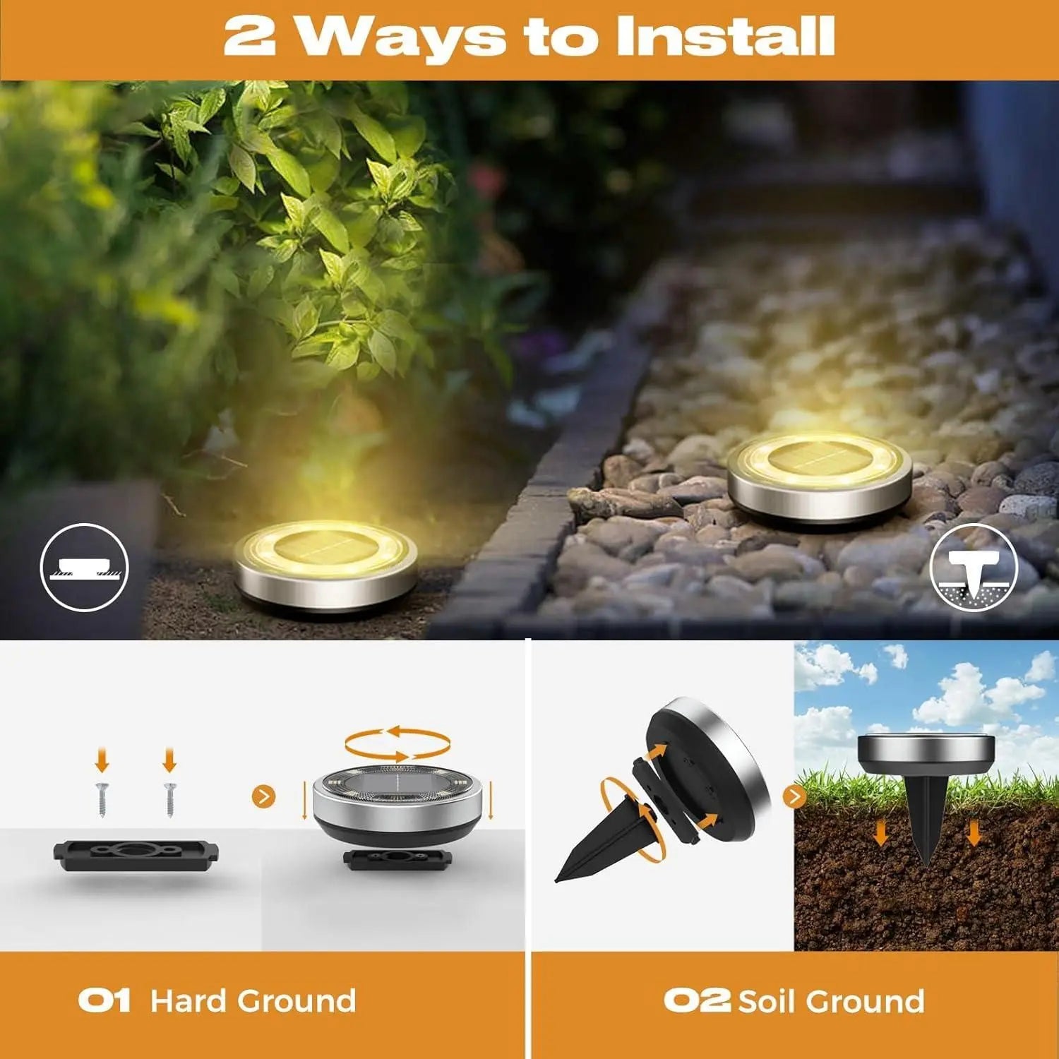 Solar Waterproof Ground Lights (Pack of 4) Trandingstor.shop