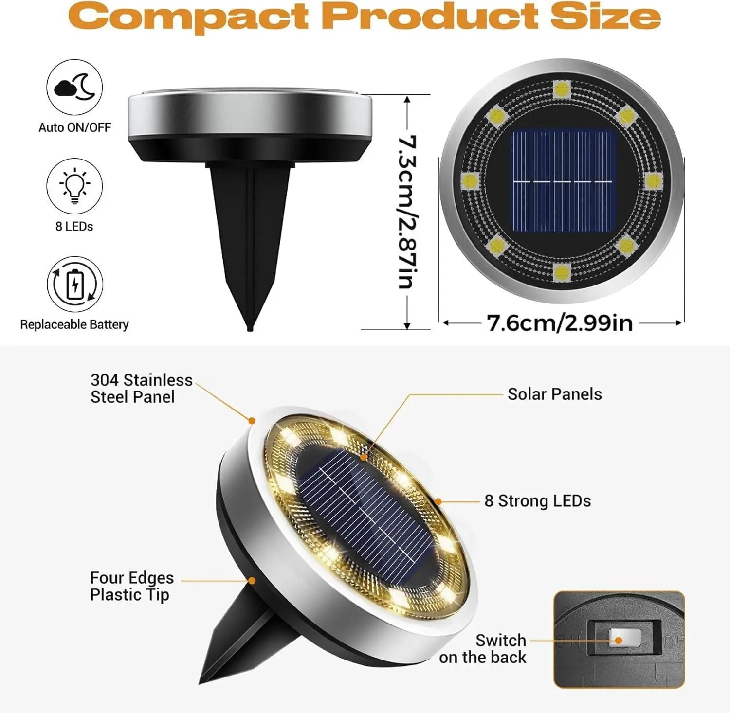 Solar Waterproof Ground Lights (Pack of 4) Trandingstor.shop