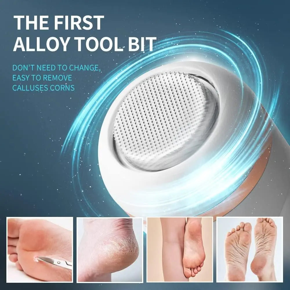 Electric foot scrubber attachment with alloy tool bit for easy callus removal and foot care