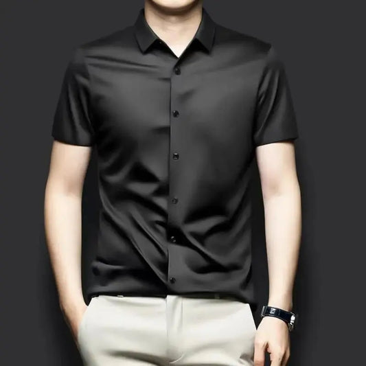 Trandingstor.shop Black Satin Formal Shirt for Men Trandingstor.shop
