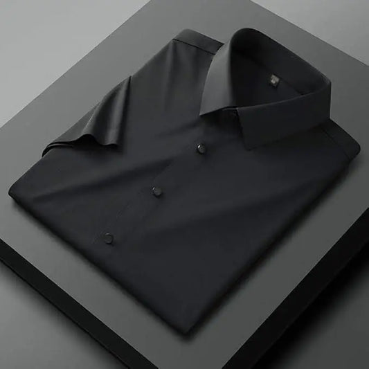 Trandingstor.shop Black Satin Formal Shirt for Men Trandingstor.shop