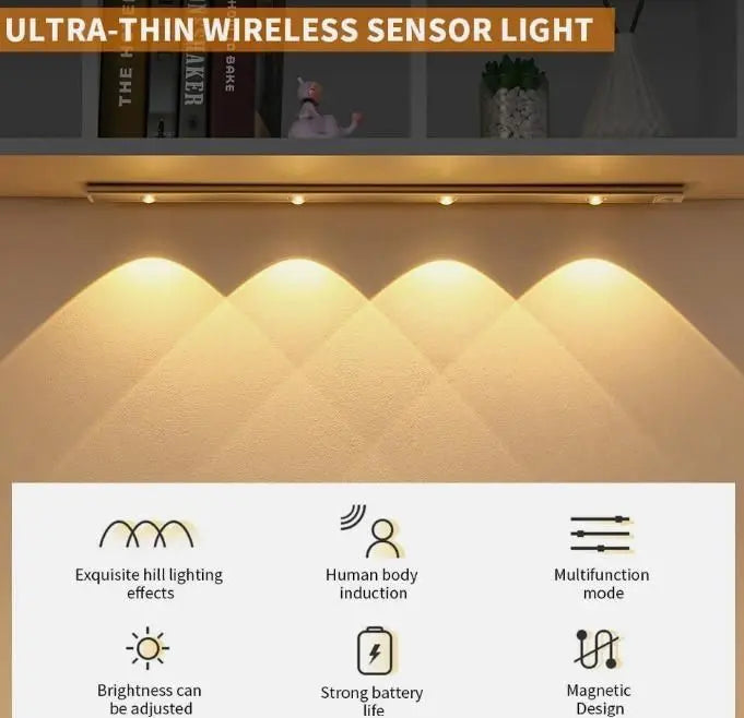 LED motion sensor cabinet light with adjustable brightness and human body induction technology