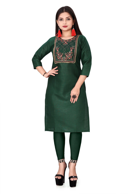 Women's Embroidery Cotton Slub Kurti Trandingstor.shop