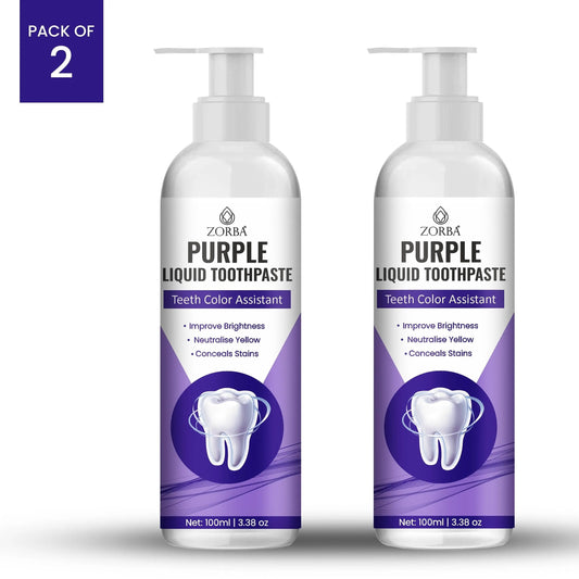 Zorba Purple Liquid Toothpaste Pack of 2 for tooth color correcting toothpaste with stain-fighting formula